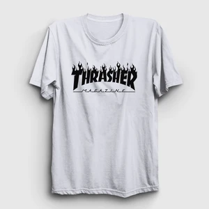 Unisex Beyaz Logo V6 Thrasher T-Shirt