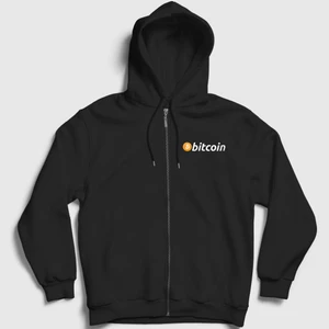 Unisex Siyah Btc Bitcoin Fermuarlı Kapüşonlu Sweatshirt