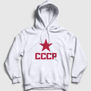 Unisex Beyaz Red CCCP Sovyetler Birliği Kapüşonlu Sweatshirt
