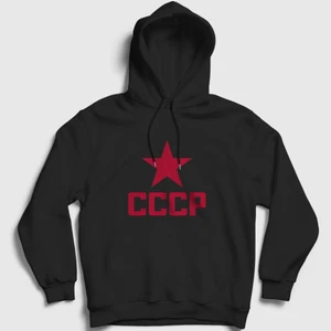 Unisex Siyah Red CCCP Sovyetler Birliği Kapüşonlu Sweatshirt