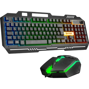HKM-X86 Quın Siyah USB Gökkuşağı Zemin Aydınlatmalı Gaming Oyuncu Klavye + Mouse Set