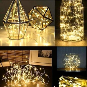 Dahili Pilli Şeffaf Kablolu Gün Işığı Sarı Renk Peri  LED Işık 5 Metre