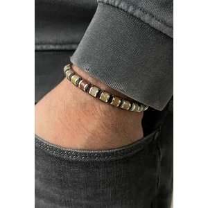 Frnch Doğal Taşlı Kahverengi Renkli Ayarlanabilir Makrome Erkek Bileklik FRJ11322-1422-K2