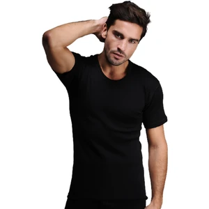 Siyah Renk Kısa Kol Yün Fanila