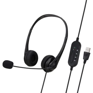 Bilgisayar Kulaklık Çift Kulak Siyah USB Siyah (Yurt Dışından)