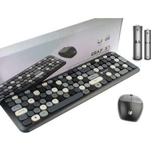 Gray Xt Retro Kablosuz Klavye Ve Mouse Seti