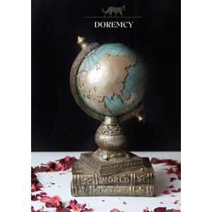 Dekoratif Kitaplı Mavi Küre Biblo – Şık & Anlamlı Tasarım (23 cm)