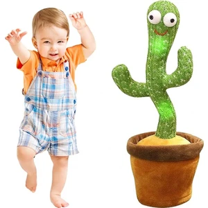 Dans Eden Kaktüs Müzikli Işıklı Saksı Peluş Oyuncak Cactus