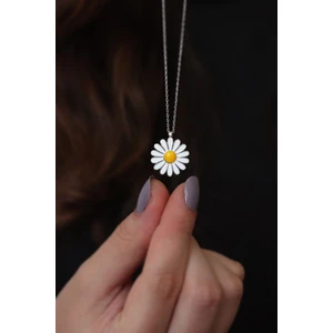 Parmas Design Kadın Mineli Papatya Tasarım 925 Ayar Gümüş Kolye