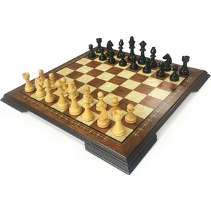 Wood Art El Yapımı Ahşap Satranç Seti Kızıl