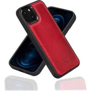 Apple iPhone 13 Uyumlu Deri Arka Kapak V4EF Kırmızı
