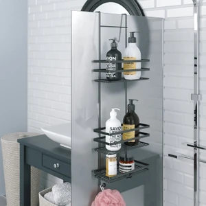 3 KATLI ASMALI BANYO DUŞ DUŞAKABİN RAFI MAT SİYAH LM580
