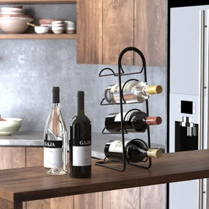 Metal 4'lü Şaraplık MG024 Siyah