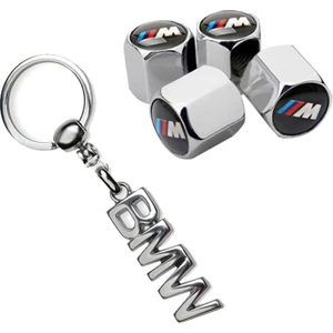 Bmw 3m Logolu Krom Renk Sibop Kapağı 4 Adet ve Krom Anahtarlık