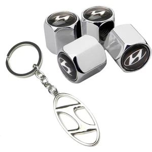 Hyundai Krom Renk Sibop Kapağı 4 Adet ve Krom Anahtarlık
