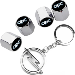 Opel Opc Logolu Krom Renk Sibop Kapağı 4 Adet ve Krom Anahtarlık