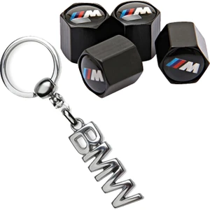 Bmw 3m Logolu Sibop Kapağı 4 Adet ve Krom Anahtarlık