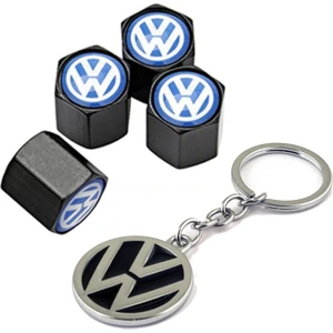 Volkswagen Mavi Logolu Sibop Kapağı 4 Adet ve Mineli Anahtarlık