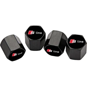 Audi S Line Logolu Sibop Kapağı 4 Adet Paslanmaz Çelik Siyah Renk