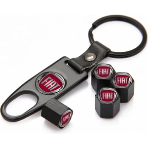 Fiat Paslanmaz Çelik Sibop Kapağı ve Anahtarlık Seti