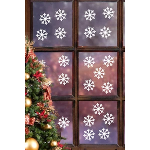 Sticker Master 40 Adet Beyaz Kar Tanesi Cam Sticker - Yılbaşı Sticker- Yılbaşı Dekoru Etiket Çıkartma Beyaz Oto Motor Pc Etiket