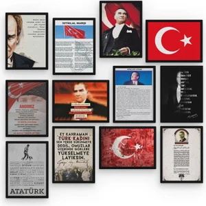 Atatürk 12 Parça Mdf Tablo