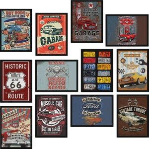 Araba Posteri 12 Parça Mdf Tablo