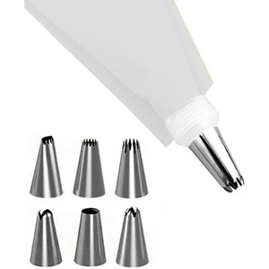 Krema Torbası 7 Parça Seti Pasta Krema Sıkma Torbası Kek Süsleme Paslanmaz Çelik Uçlu