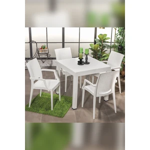 Rattan Kollu Bahçe Masa Takımı – Beyaz