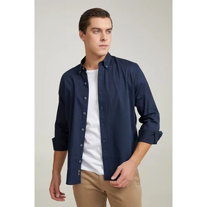D'S Damat Regular Fit Lacivert Gabardin Gömlek