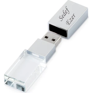 Sedef Silver Isme Kişiye Özel Hediyelik 32 GB Metal Kutulu Kristal USB Bellek