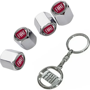 Fiat Krom Renk Sibop Kapağı 4 Adet ve Krom Anahtarlık