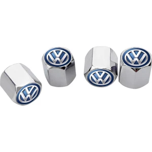 Volkswagen Mavi Logolu Sibop Kapağı 4 Adet Paslanmaz Çelik Krom Renk