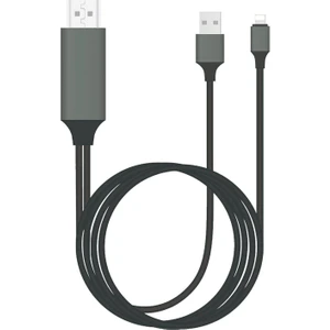 Fitplus Lightning Hdtv Video ve Şarj Görüntü Aktarım HDMI Kablo Siyah