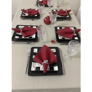 Zeren Home Keten Görünümlü Begonvil Masa Örtüsü Kapuçino