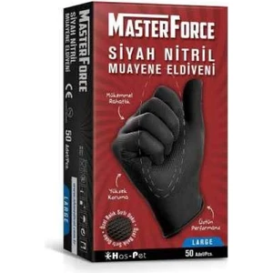 Siyah Nitril Eldiven L Beden 50'li