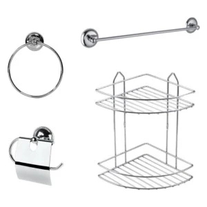 Krom Banyo Seti (Banyo Köşeliği+Uzun Havlu Askılığı+Halka Askılık+Tuvalet Kağıtlığı)