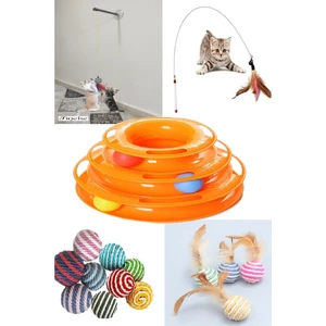 5 Li Set 1 Adet 3 katlı 1 Adet 90 Cm Olta 1 Adet Tüylü Top 1 Adet Vantuzlu Olta 1 Adet Ip Sarma Top