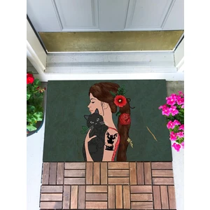Buket Home Dost Kedi Kapı Önü Paspası Dekoratif Kapı Paspası Dış Mekan Paspas Ev Içi Paspası 45X70CM