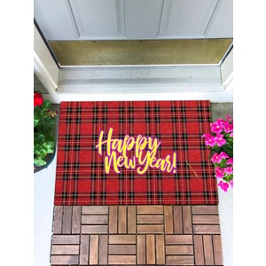 Buket Home Ekose Yeni Yıl Kapı Önü Paspası Dekoratif Kapı Paspası Dış Mekan Paspas Ev Içi Paspası 45X70CM