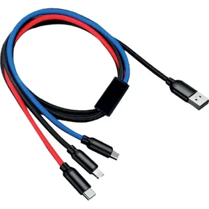 USB 3in1 Type-C, Lightning, Micro USB Şarj Kablosu