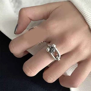 TS001308 Mini 3 Top 925 Ayar Gümüş H.ürün Kadın Ayarlanabilir Yüzük