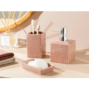 English Home Rhonda Banyo Setı 10X10X15CM+8X8X11CM+8X13X3CM Pembe