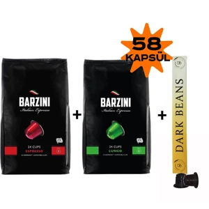Espresso 24'lü + Lungo 24'lü + Dark Beans 10'lu Kapsül Kahve 3'lü