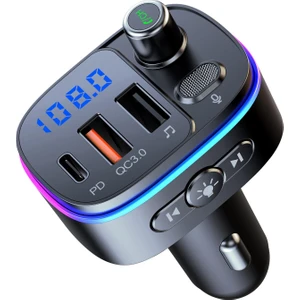 Araç İçi Kablosuz Bluetooth V5.0 Fm Verici USB Şarj (Yurt Dışından)