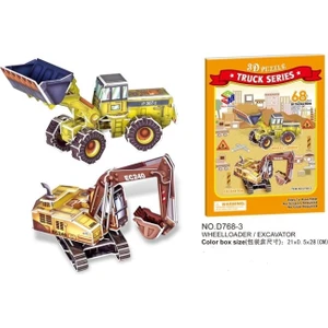 Excavator Iş Makinesi 66 Parça 3D Puzzle - Truck Serisi Magic Puzzle