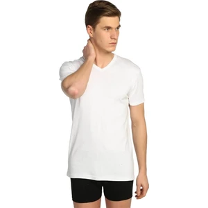 Erkek Elastan Likralı V-Yaka Yarım Kollu Fanila 6'lı Beyaz