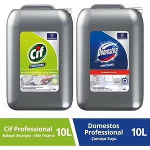 Domestos Professional Çamaşır Suyu 10 lt + Cif Professional Bulaşık Deterjanı Elde Yıkama 10 lt