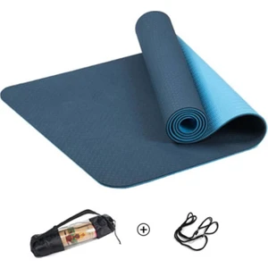 Tpe Pilates Yoga Minderi 6 Mm, Taşıma Çantalı Çift Renkli Yoga Matı Mavi
