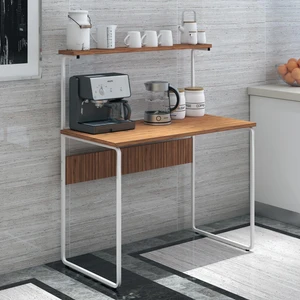 G Masa 100X50 Metal Iskeletli Parlak Bambu Yüzey Kahve-Çay Mutfak Masası